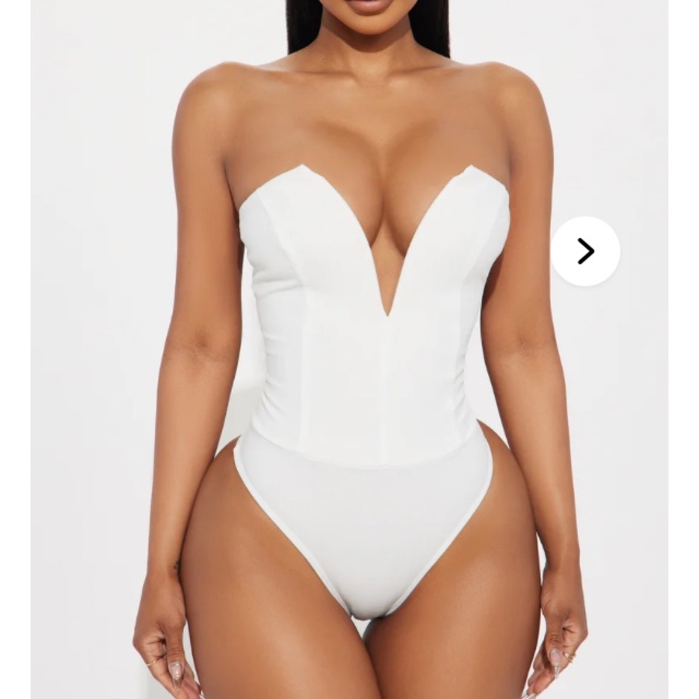 Fashion Nova White Strapless Bodysuit